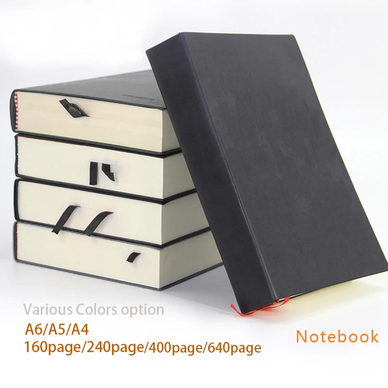 640/400/240/160pages Ultra Thick Line student Diary Notebook Office Stationery A4/A5/A6 PU Leather Business Work Notepad